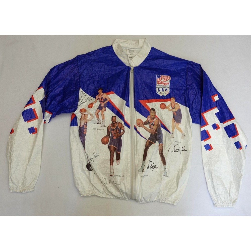 Vintage USA Olympics Basketball Jacket Mens Small Karl Malone Barcelona 1992